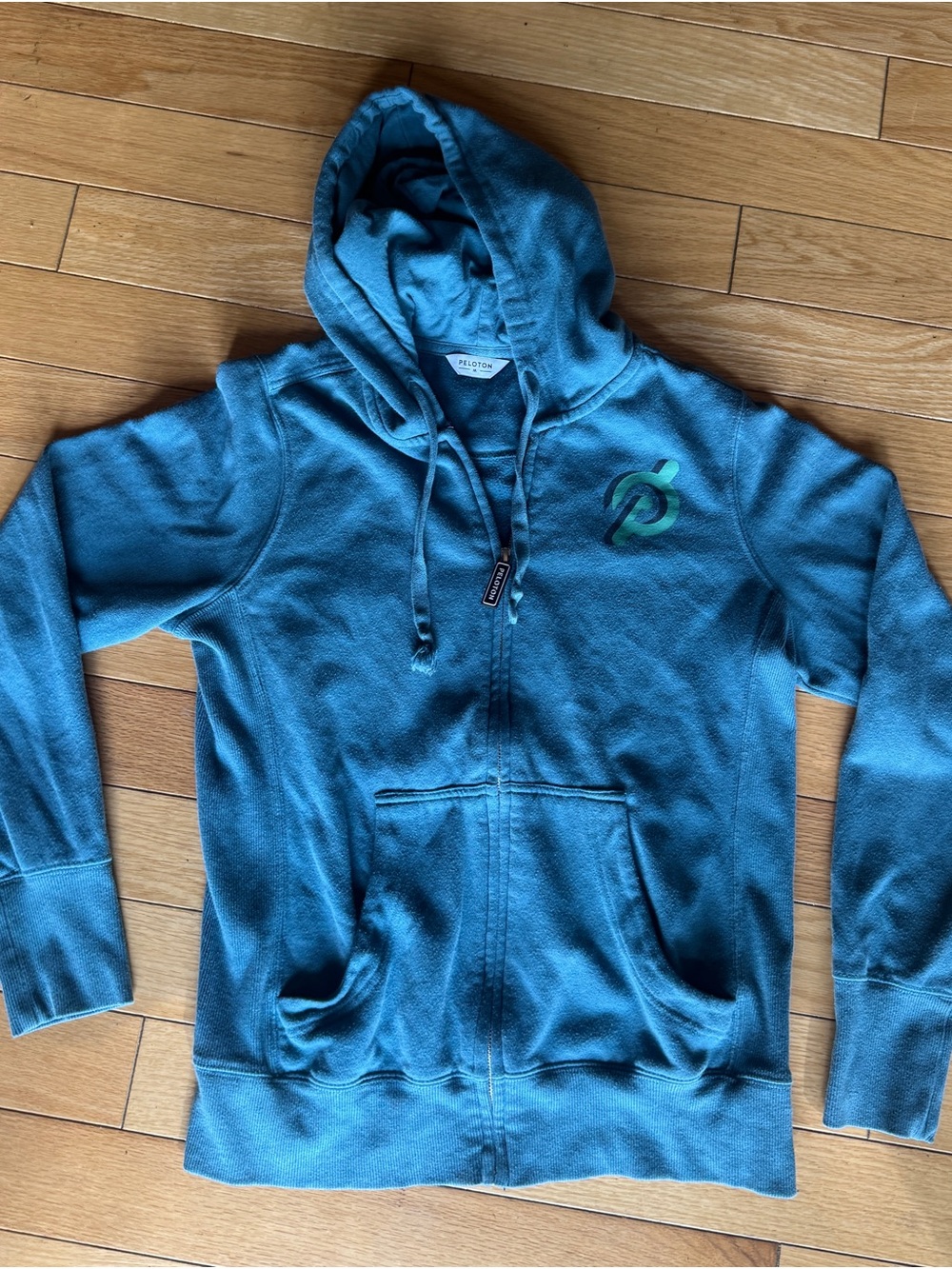 Peloton Full Zip Hoodie Slate Blue Abstract Rose Graphic M